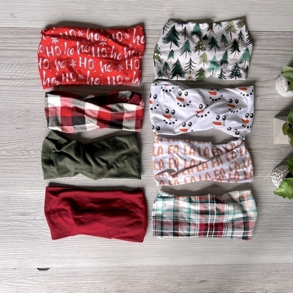 HOLIDAY headbands 8 prints and solids EUC - Picture 6 of 10
